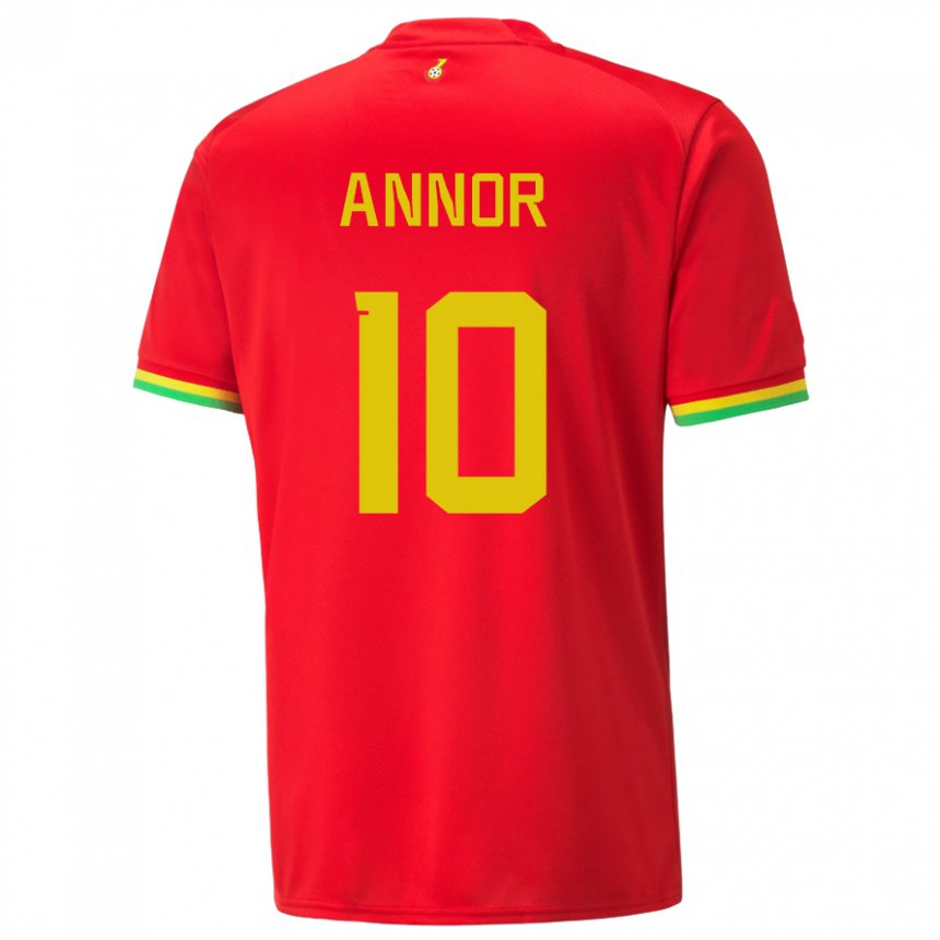 Bambino Maglia Ghana Emmanuel Annor #10 Rosso Kit Gara Away 22-24 Maglietta