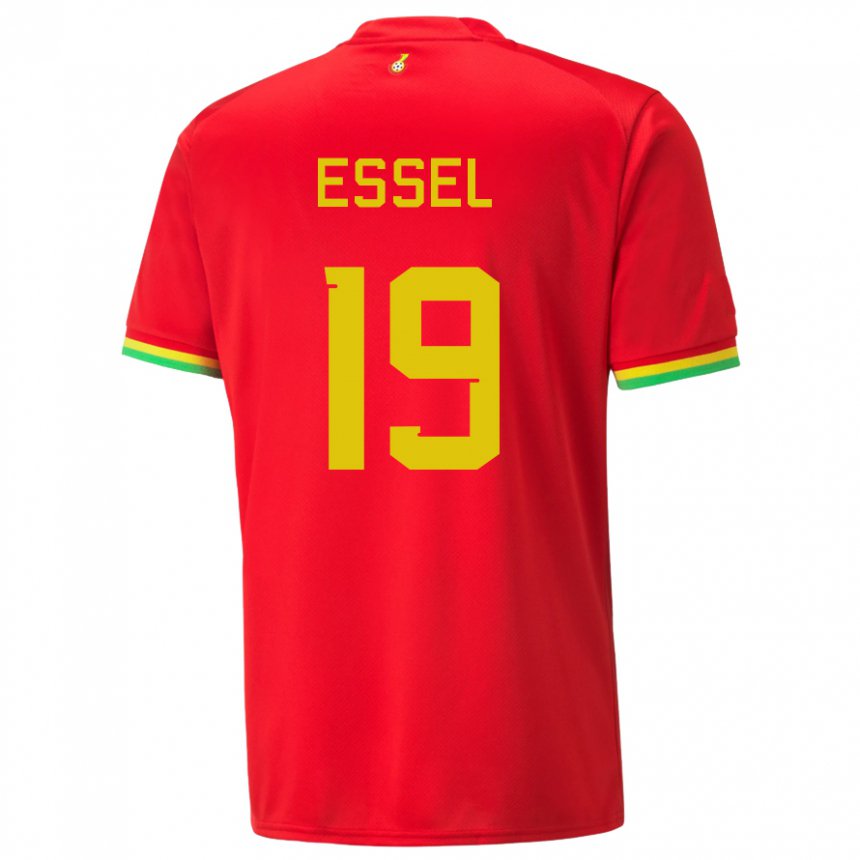 Bambino Maglia Ghana Aaron Essel #19 Rosso Kit Gara Away 22-24 Maglietta