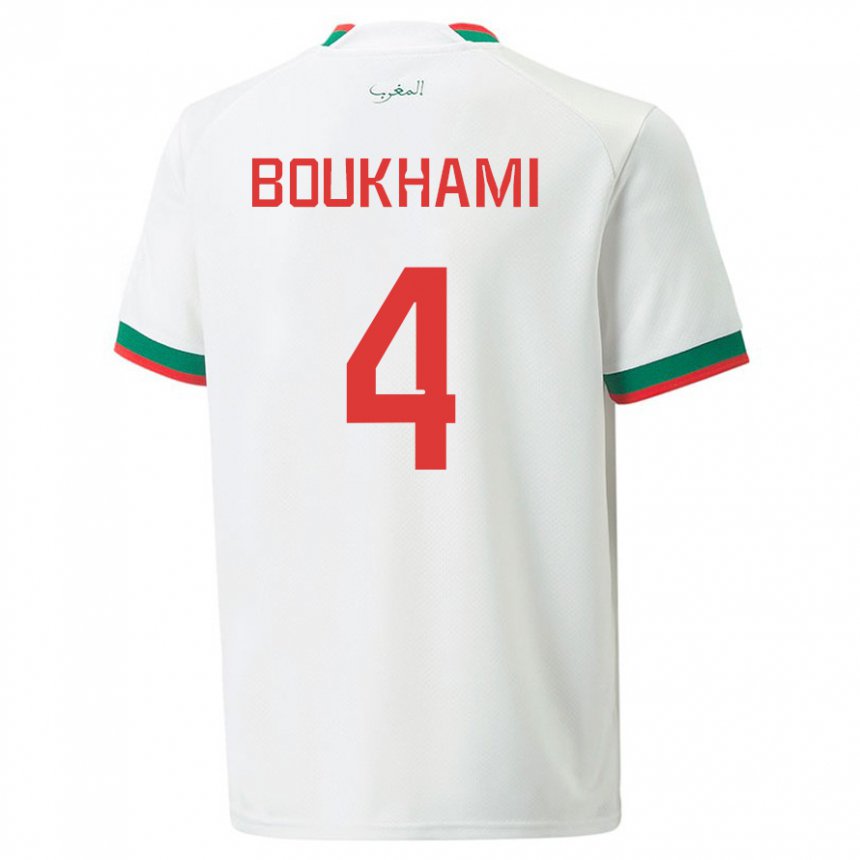 Bambino Maglia Marocco Siham Boukhami #4 Bianco Kit Gara Away 22-24 Maglietta