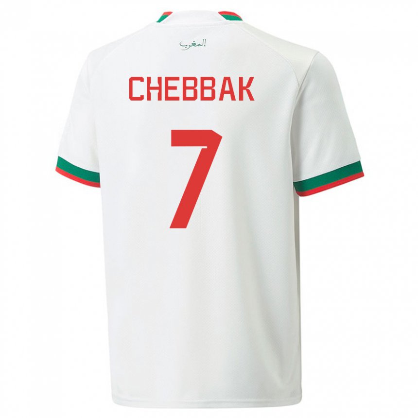 Bambino Maglia Marocco Ghizlane Chebbak #7 Bianco Kit Gara Away 22-24 Maglietta