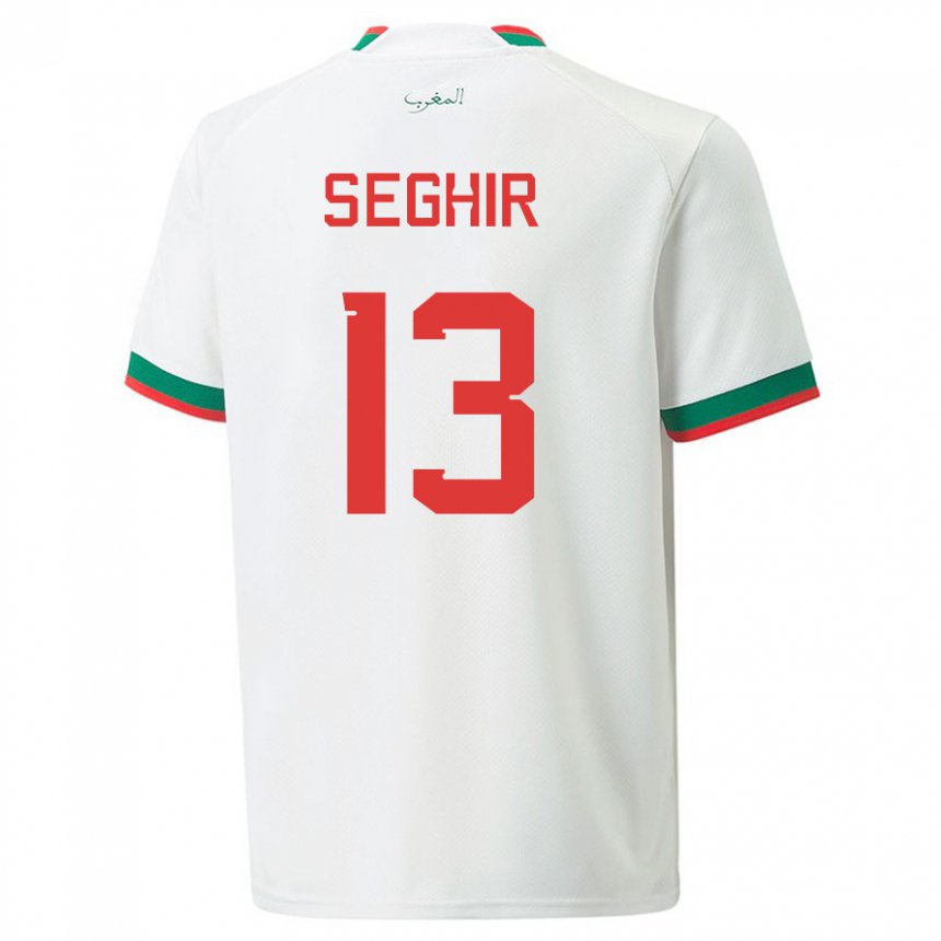 Bambino Maglia Marocco Sabah Seghir #13 Bianco Kit Gara Away 22-24 Maglietta