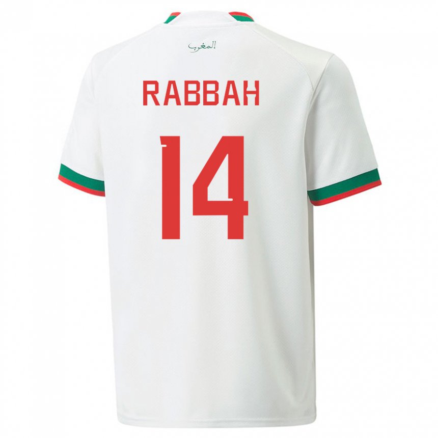 Bambino Maglia Marocco Aziza Rabbah #14 Bianco Kit Gara Away 22-24 Maglietta