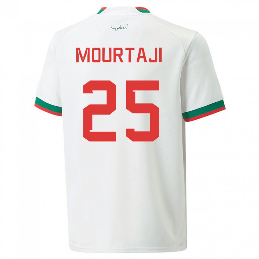 Bambino Maglia Marocco Chaymaa Mourtaji #25 Bianco Kit Gara Away 22-24 Maglietta