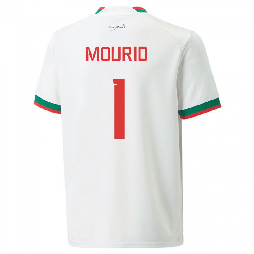 Bambino Maglia Marocco Taha Mourid #1 Bianco Kit Gara Away 22-24 Maglietta