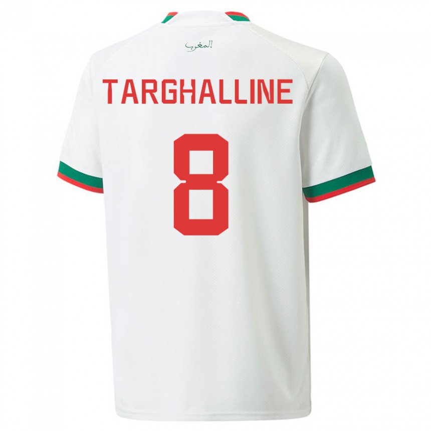 Bambino Maglia Marocco Oussama Targhalline #8 Bianco Kit Gara Away 22-24 Maglietta