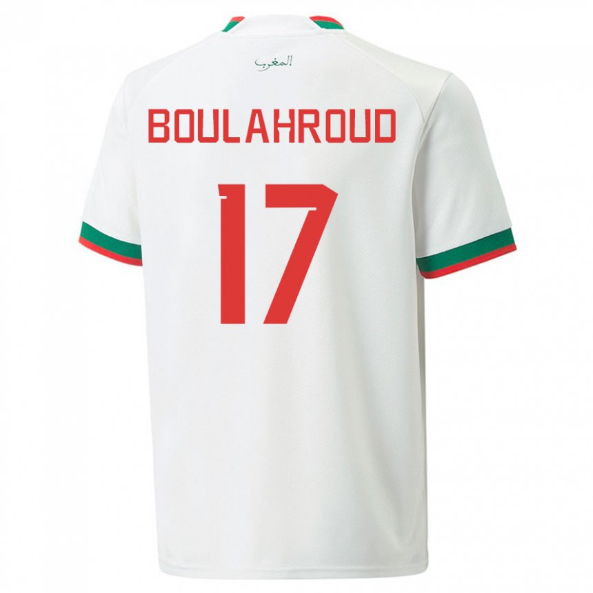 Bambino Maglia Marocco Charaf Eddine Boulahroud #17 Bianco Kit Gara Away 22-24 Maglietta