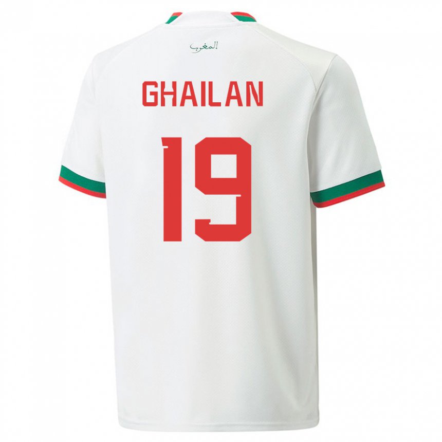 Bambino Maglia Marocco Zacarias Ghailan #19 Bianco Kit Gara Away 22-24 Maglietta