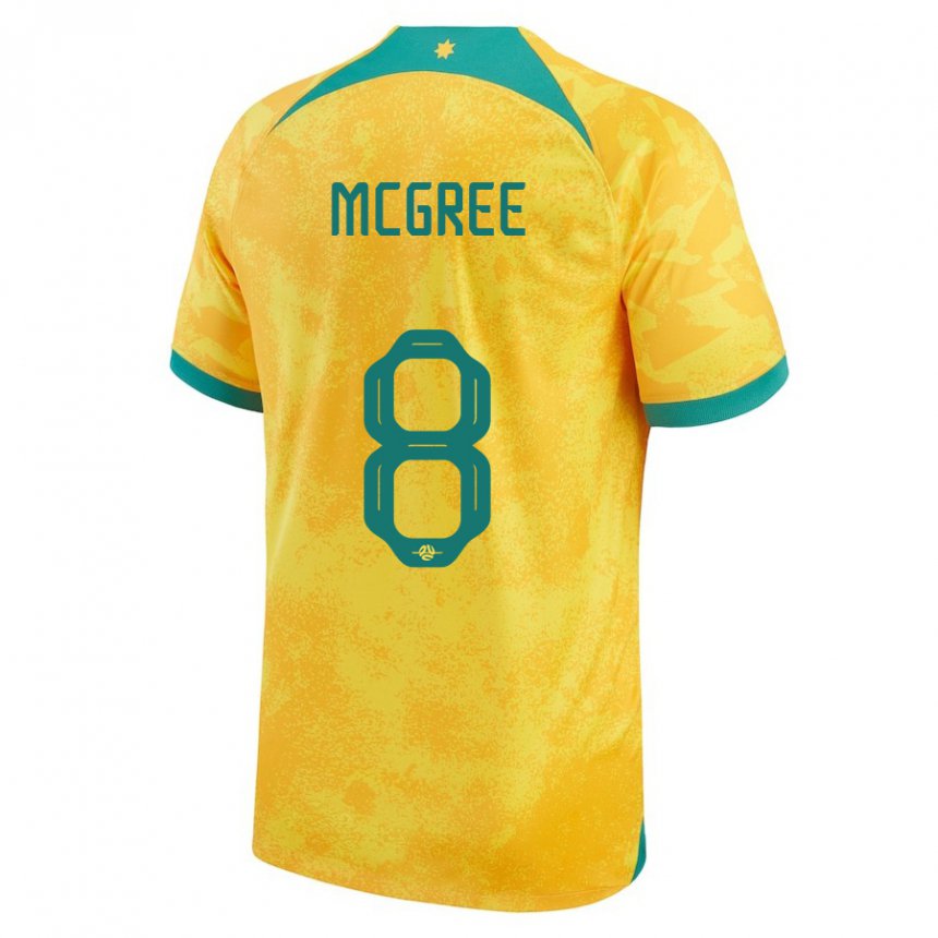 Uomo Maglia Australia Riley Mcgree #8 D'oro Kit Gara Home 22-24 Maglietta