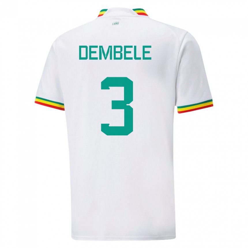 Uomo Maglia Senegal Anta Dembele #3 Bianco Kit Gara Home 22-24 Maglietta