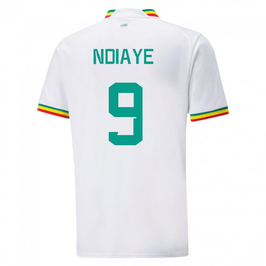 Uomo Maglia Senegal Nguenar Ndiaye #9 Bianco Kit Gara Home 22-24 Maglietta