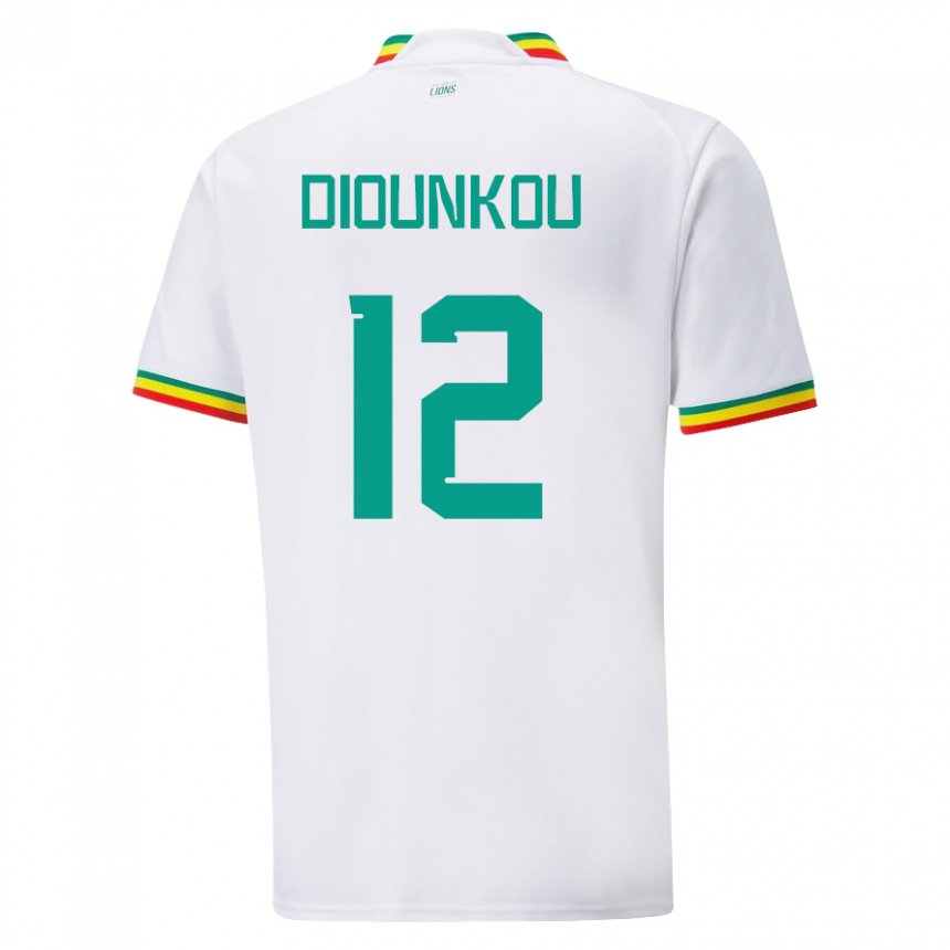 Uomo Maglia Senegal Alpha Diounkou #12 Bianco Kit Gara Home 22-24 Maglietta