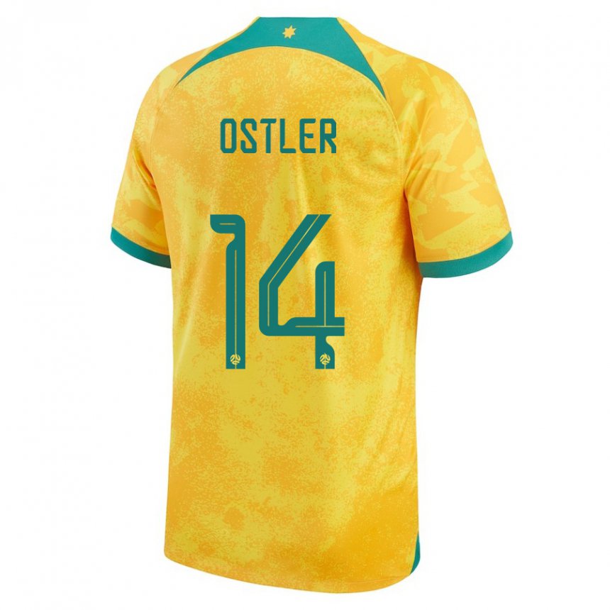 Uomo Maglia Australia Trent Ostler #14 D'oro Kit Gara Home 22-24 Maglietta