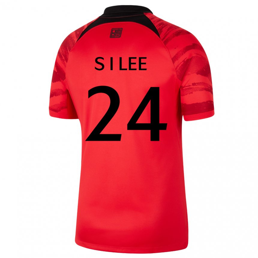 Uomo Maglia Corea Del Sud Lee Soo In #24 Rosso Nero Kit Gara Home 22-24 Maglietta