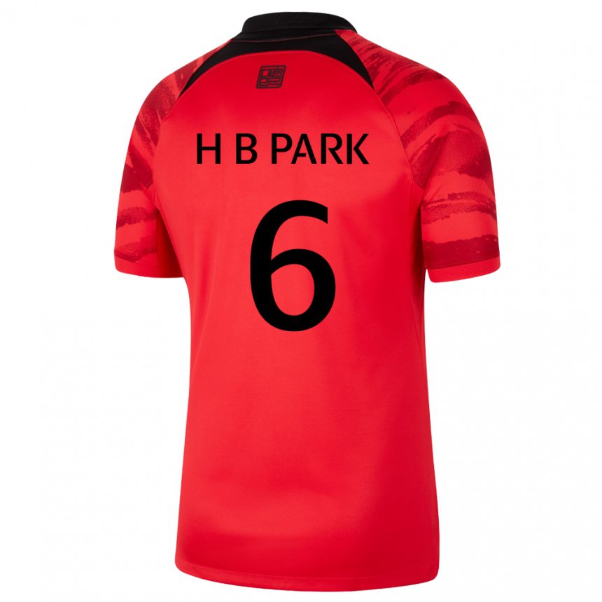 Uomo Maglia Corea Del Sud Park Hyeon Bin #6 Rosso Nero Kit Gara Home 22-24 Maglietta