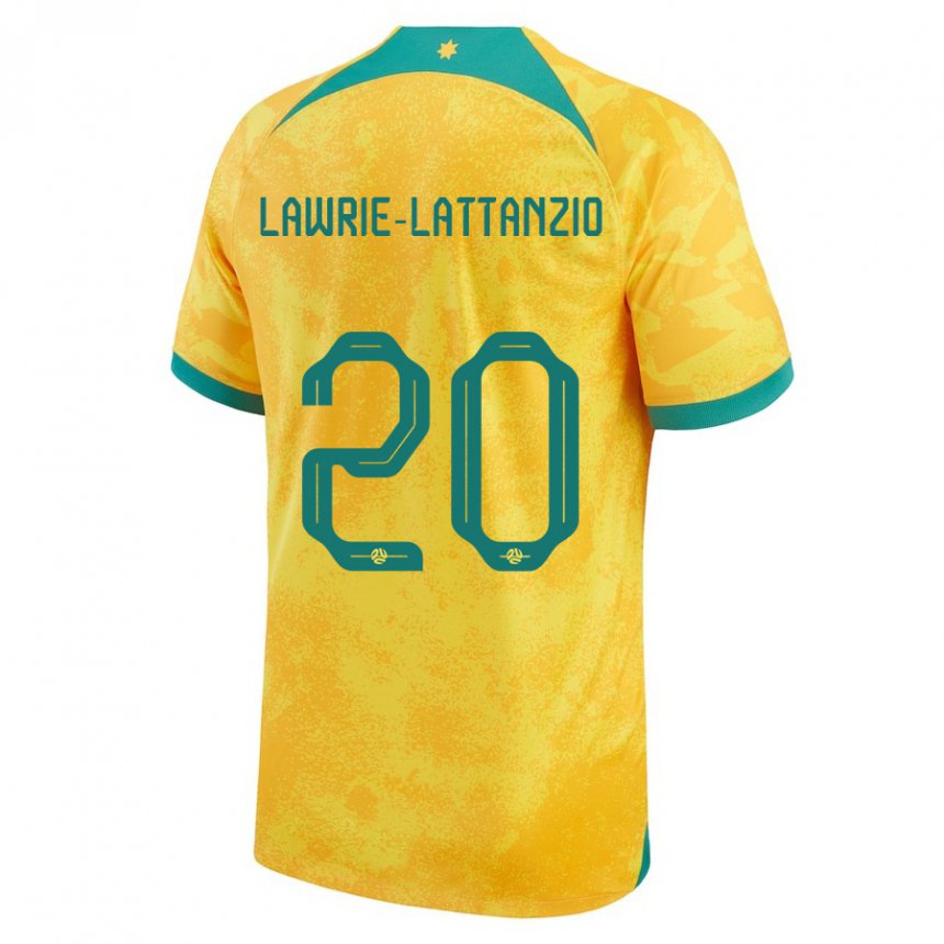 Uomo Maglia Australia Luis Lawrie Lattanzio #20 D'oro Kit Gara Home 22-24 Maglietta