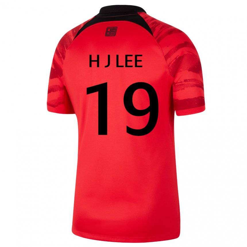 Uomo Maglia Corea Del Sud Lee Hyun Jun #19 Rosso Nero Kit Gara Home 22-24 Maglietta