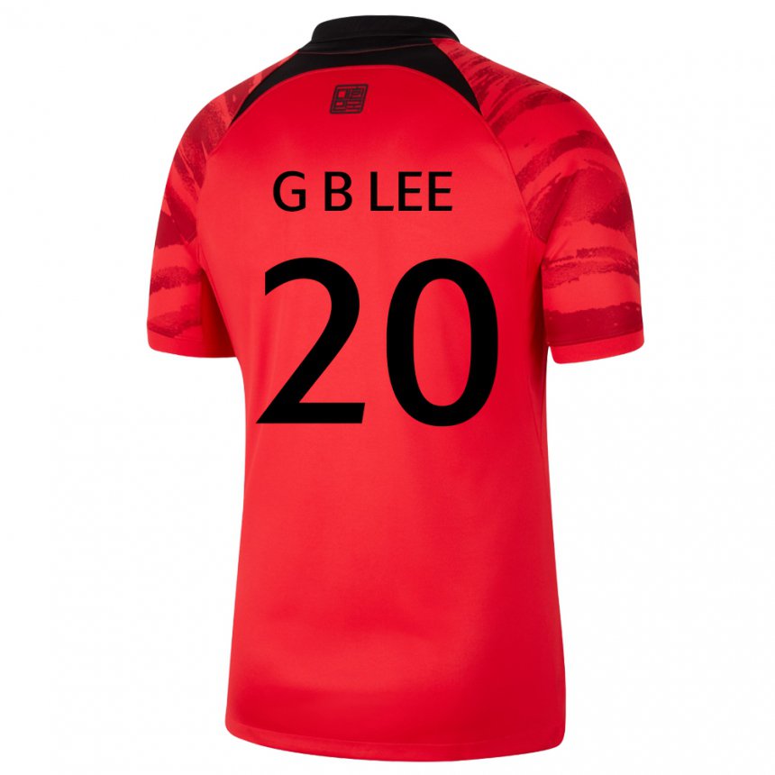 Uomo Maglia Corea Del Sud Lee Gyu Baeg #20 Rosso Nero Kit Gara Home 22-24 Maglietta