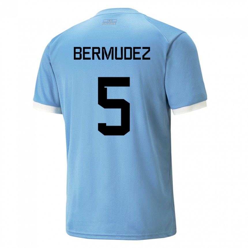 Uomo Maglia Uruguay Karol Bermudez #5 Blu Kit Gara Home 22-24 Maglietta