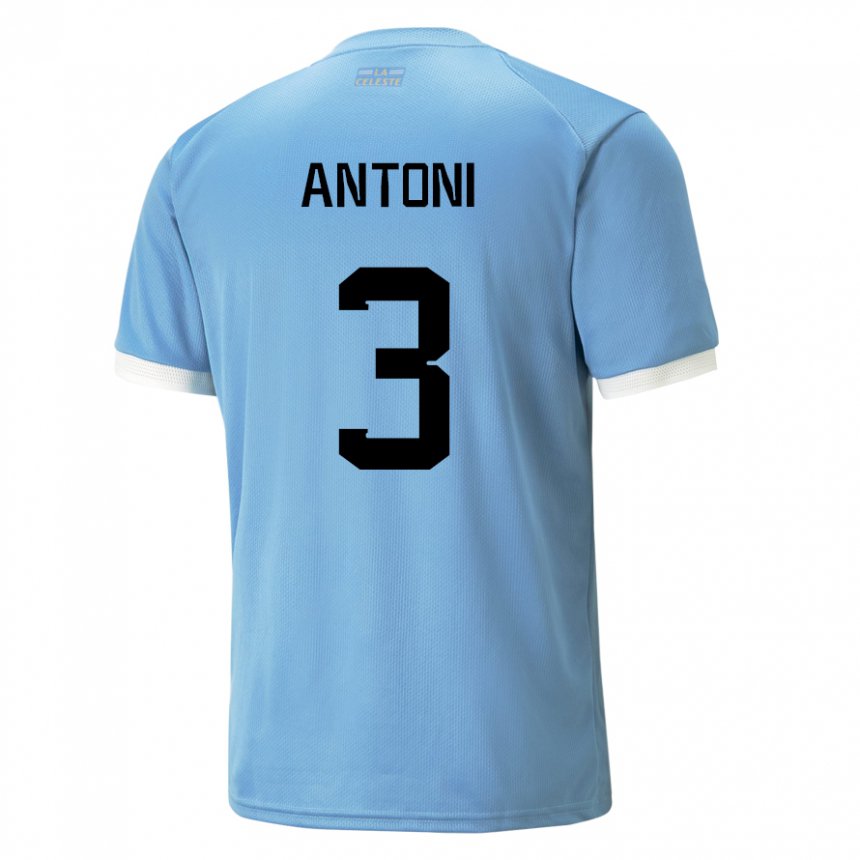 Uomo Maglia Uruguay Mateo Antoni #3 Blu Kit Gara Home 22-24 Maglietta