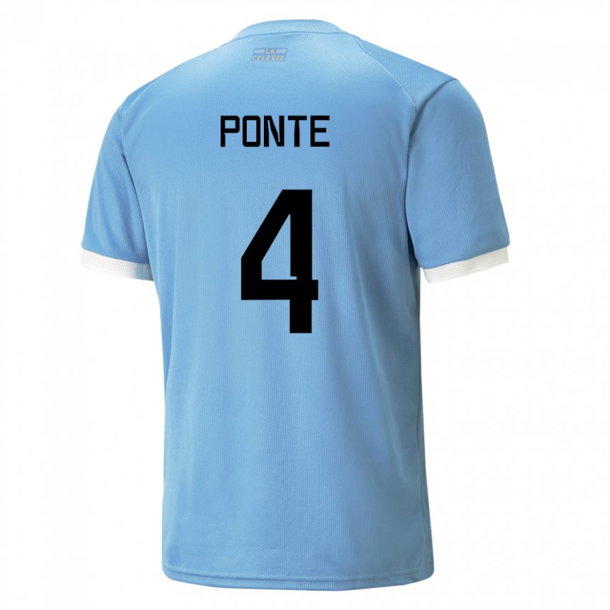 Uomo Maglia Uruguay Mateo Ponte #4 Blu Kit Gara Home 22-24 Maglietta