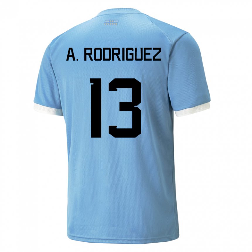 Uomo Maglia Uruguay Agustin Rodriguez #13 Blu Kit Gara Home 22-24 Maglietta