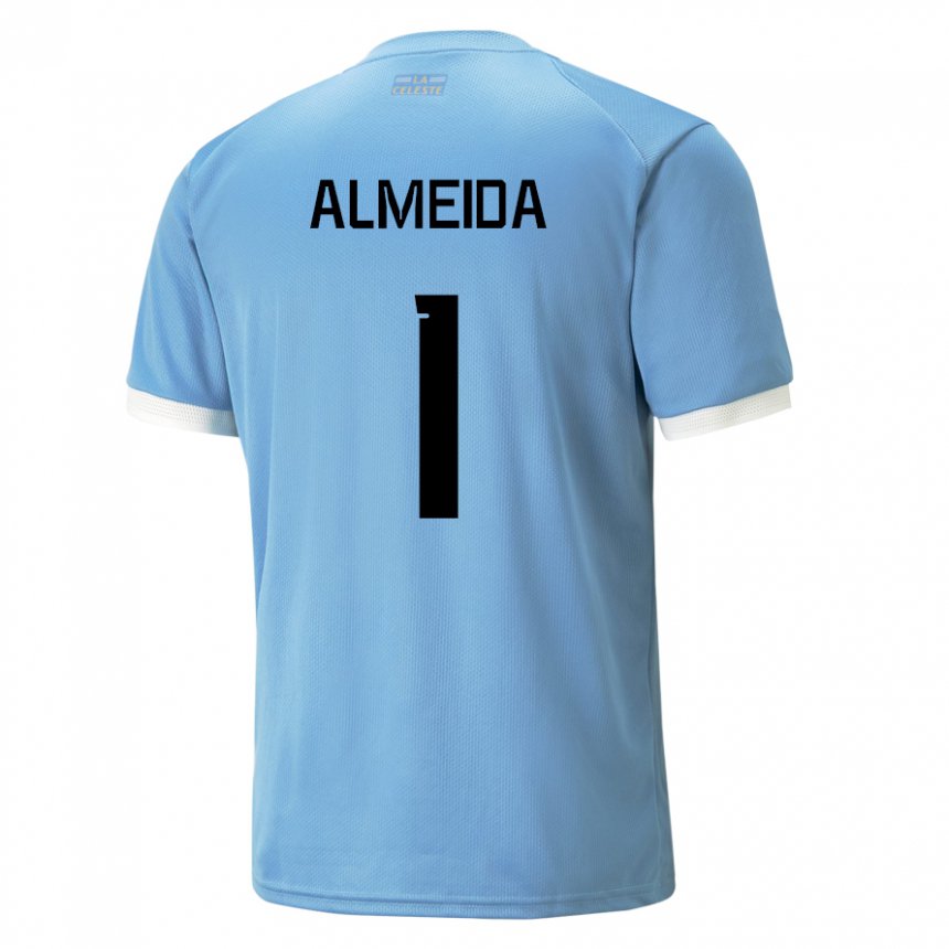 Uomo Maglia Uruguay Martin Almeida #1 Blu Kit Gara Home 22-24 Maglietta