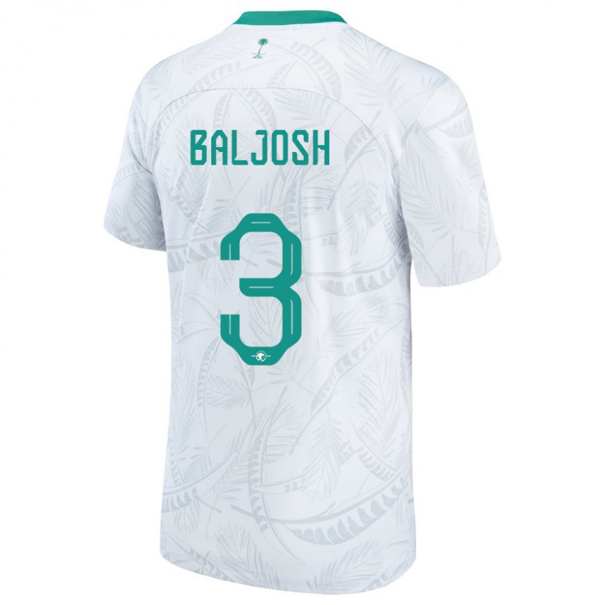 Uomo Maglia Arabia Saudita Turki Baljosh #3 Bianco Kit Gara Home 22-24 Maglietta