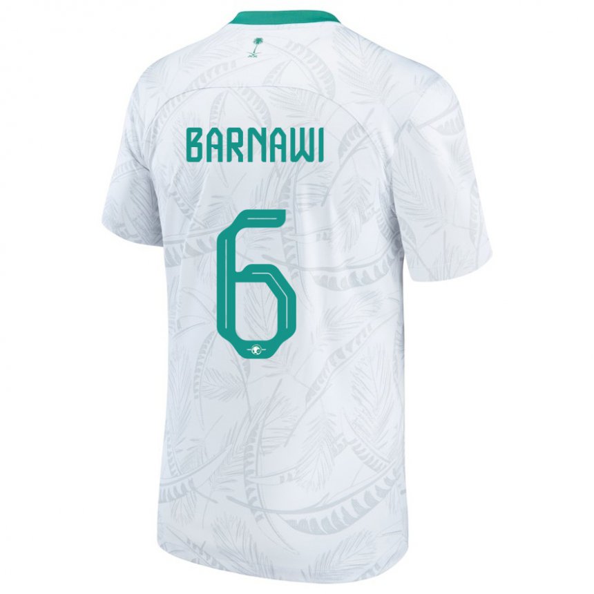 Uomo Maglia Arabia Saudita Mohammed Barnawi #6 Bianco Kit Gara Home 22-24 Maglietta