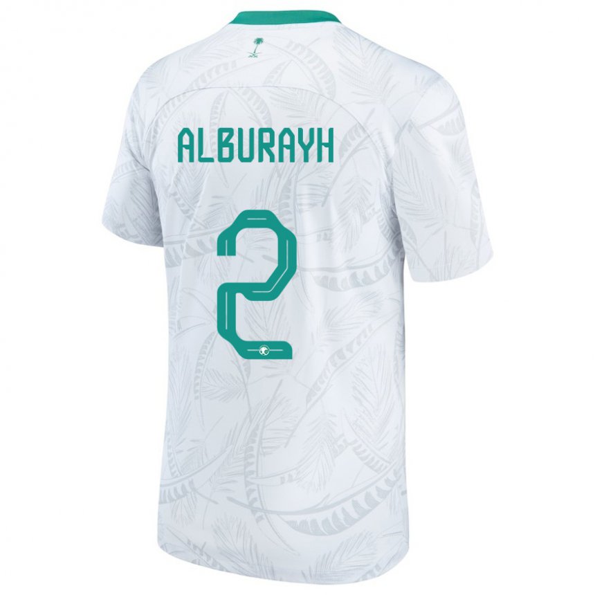 Uomo Maglia Arabia Saudita Mahmood Alburayh #2 Bianco Kit Gara Home 22-24 Maglietta