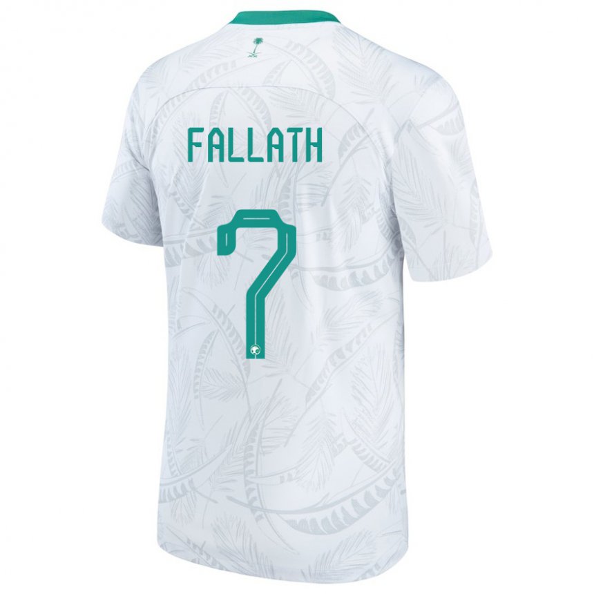 Uomo Maglia Arabia Saudita Fahad Fallath #7 Bianco Kit Gara Home 22-24 Maglietta