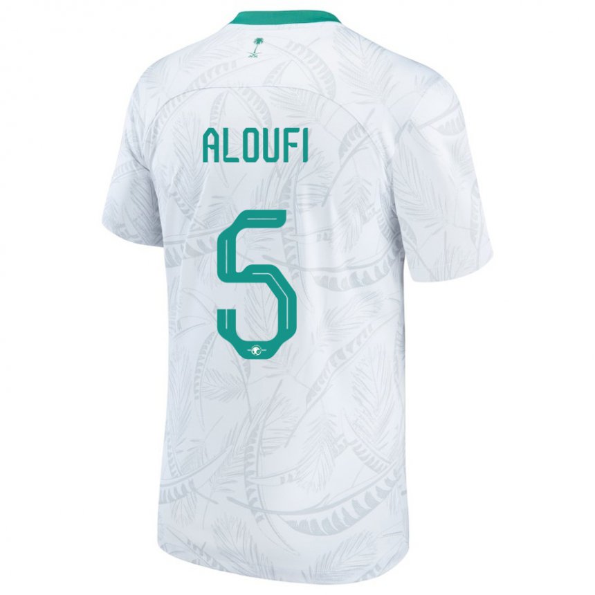 Uomo Maglia Arabia Saudita Mohammed Aloufi #5 Bianco Kit Gara Home 22-24 Maglietta