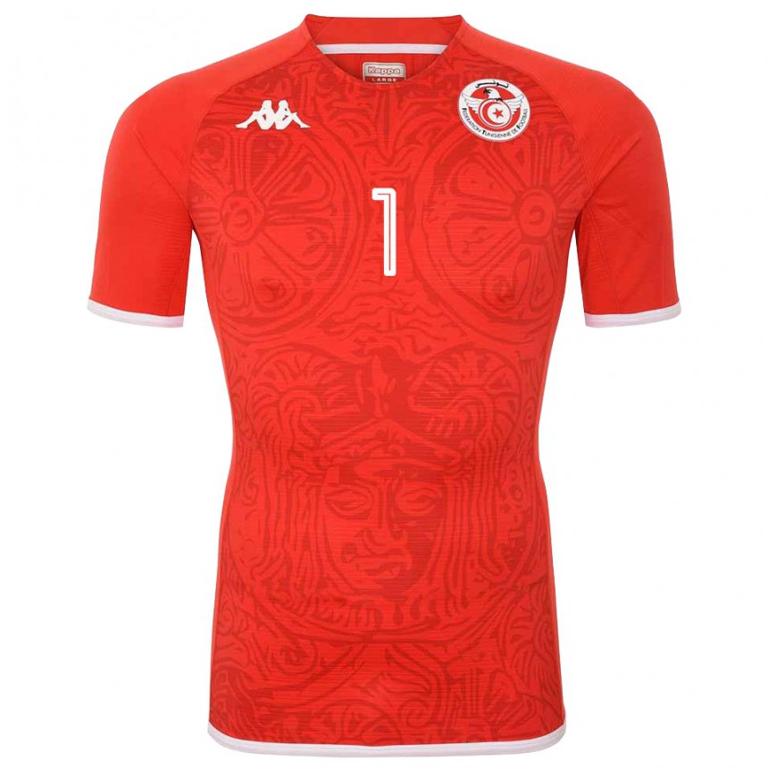 Uomo Maglia Tunisia Nesrine Zizi #1 Rosso Kit Gara Home 22-24 Maglietta