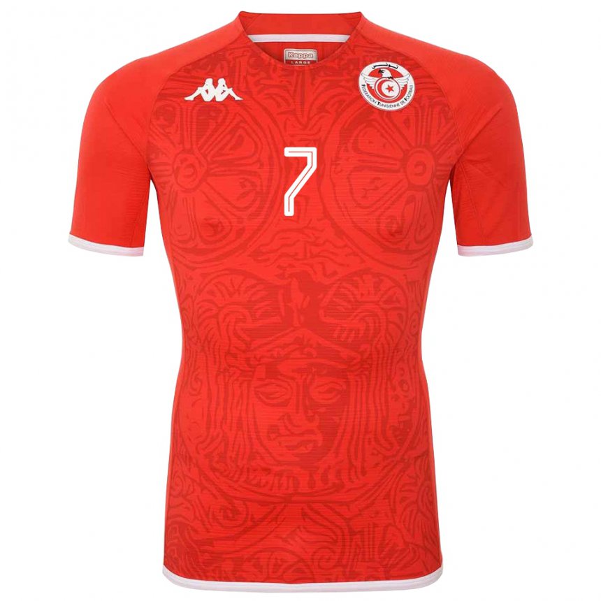 Uomo Maglia Tunisia Aziz Abid #7 Rosso Kit Gara Home 22-24 Maglietta