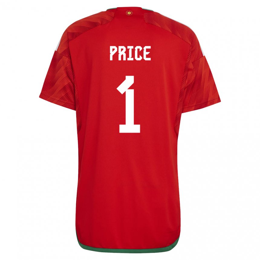 Uomo Maglia Galles Jo Price #1 Rosso Kit Gara Home 22-24 Maglietta