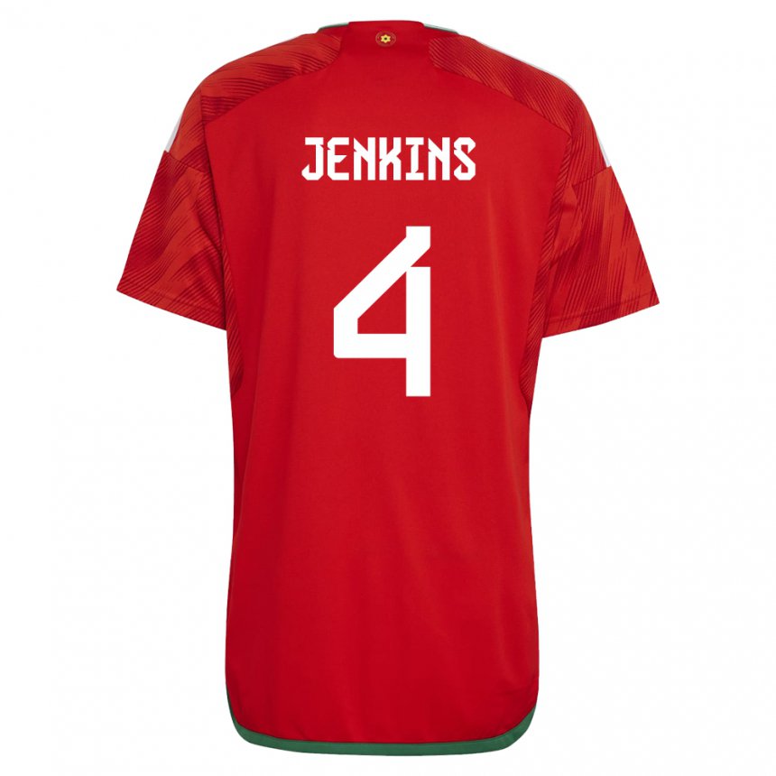 Uomo Maglia Galles Shaunna Jenkins #4 Rosso Kit Gara Home 22-24 Maglietta