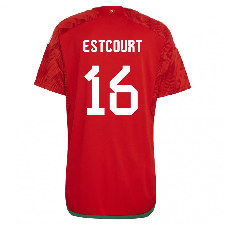 Uomo Maglia Galles Charlotte Estcourt #16 Rosso Kit Gara Home 22-24 Maglietta