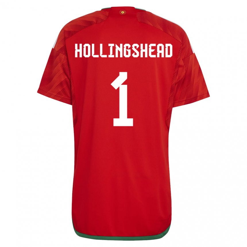 Uomo Maglia Galles Ronnie Hollingshead #1 Rosso Kit Gara Home 22-24 Maglietta