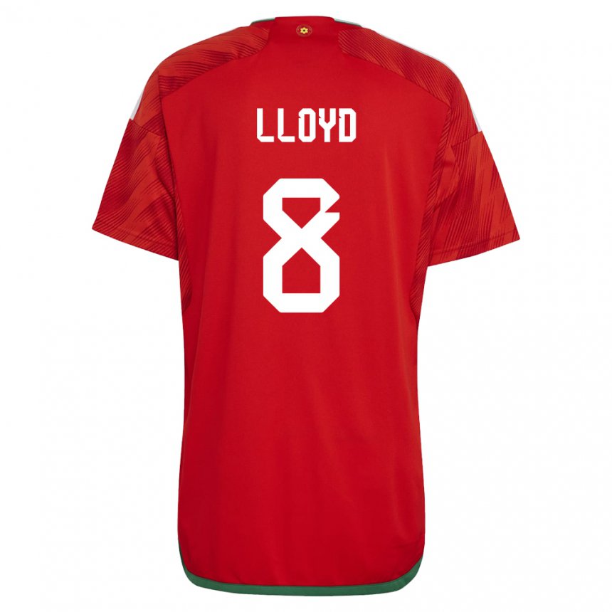 Uomo Maglia Galles Ben Lloyd #8 Rosso Kit Gara Home 22-24 Maglietta