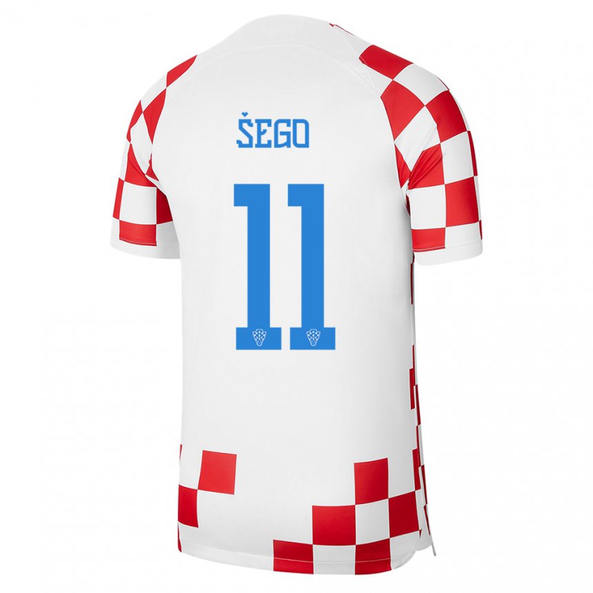 Uomo Maglia Croazia Michele Sego 11 Rosso Bianco Kit Gara Home 22