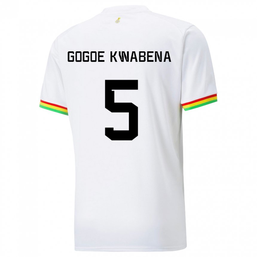 Uomo Maglia Ghana Boahen Gogoe Kwabena #5 Bianco Kit Gara Home 22-24 Maglietta