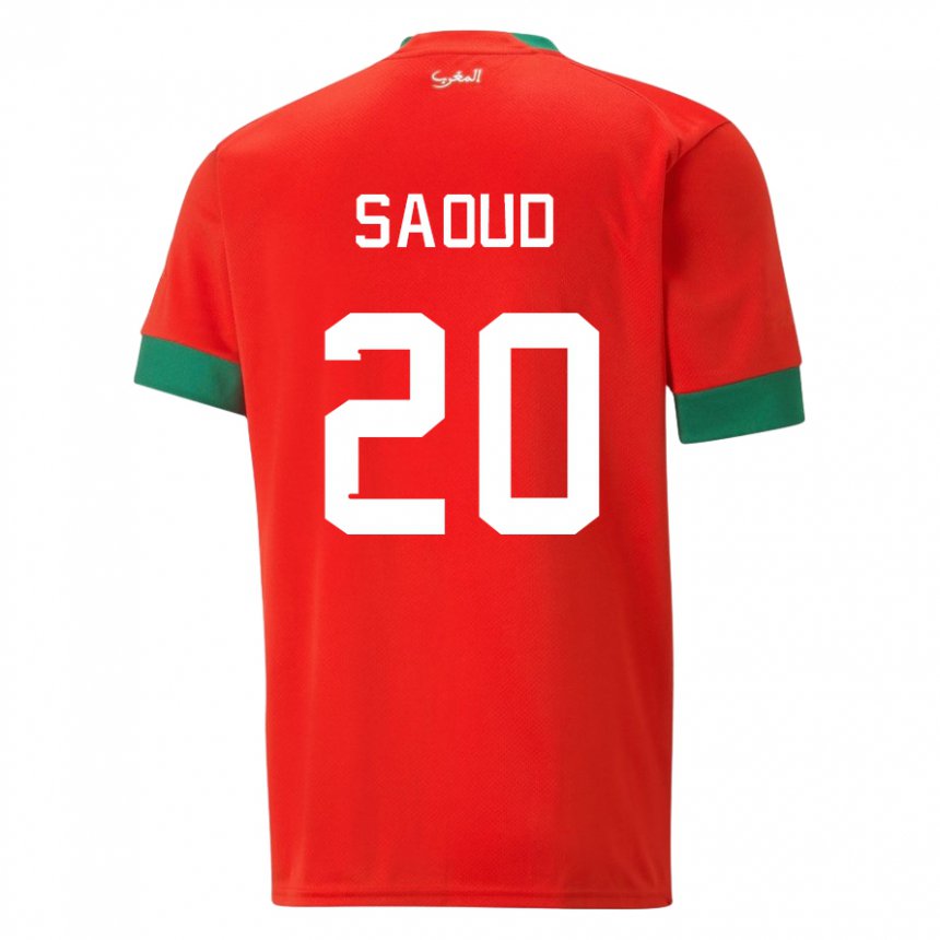 Uomo Maglia Marocco Imane Saoud #20 Rosso Kit Gara Home 22-24 Maglietta