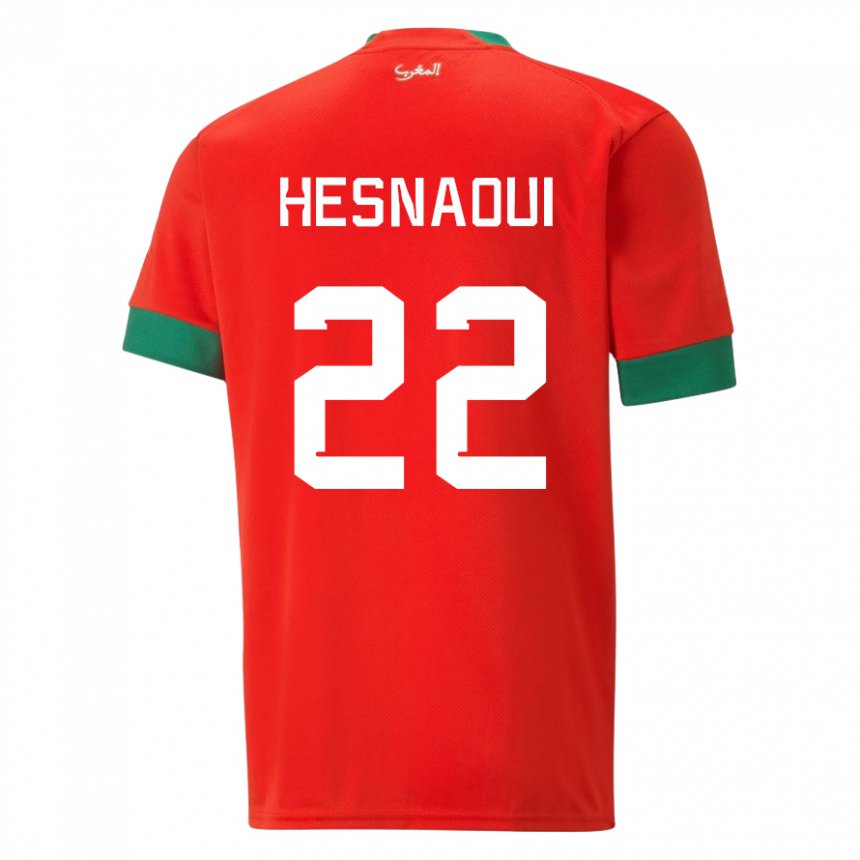 Uomo Maglia Marocco Hind Hesnaoui #22 Rosso Kit Gara Home 22-24 Maglietta