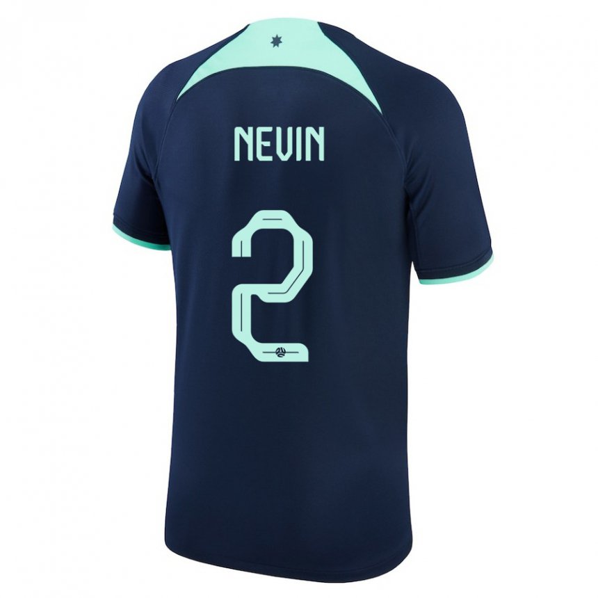 Uomo Maglia Australia Courtney Nevin #2 Blu Scuro Kit Gara Away 22-24 Maglietta