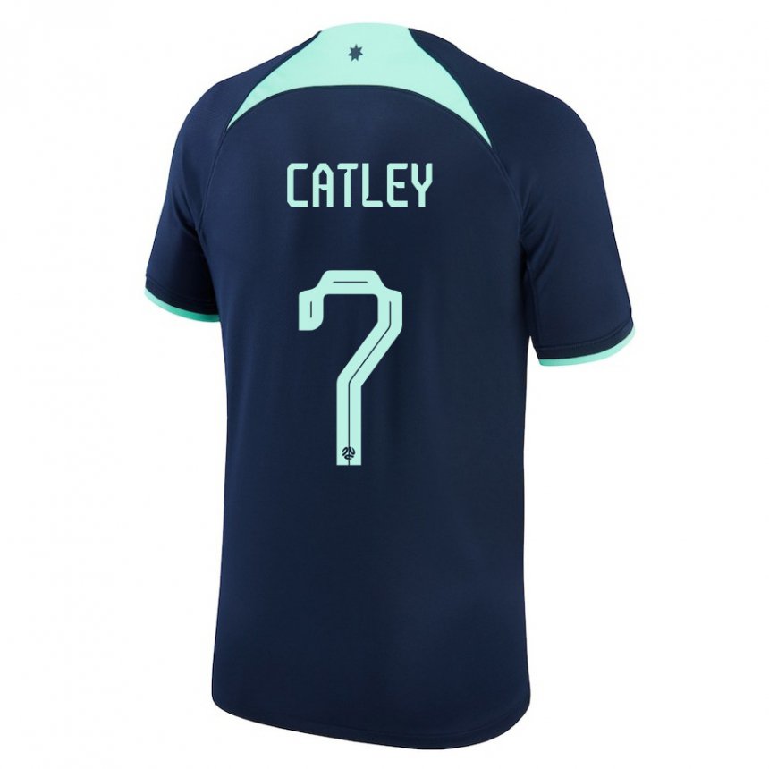 Uomo Maglia Australia Stephanie Catley #7 Blu Scuro Kit Gara Away 22-24 Maglietta