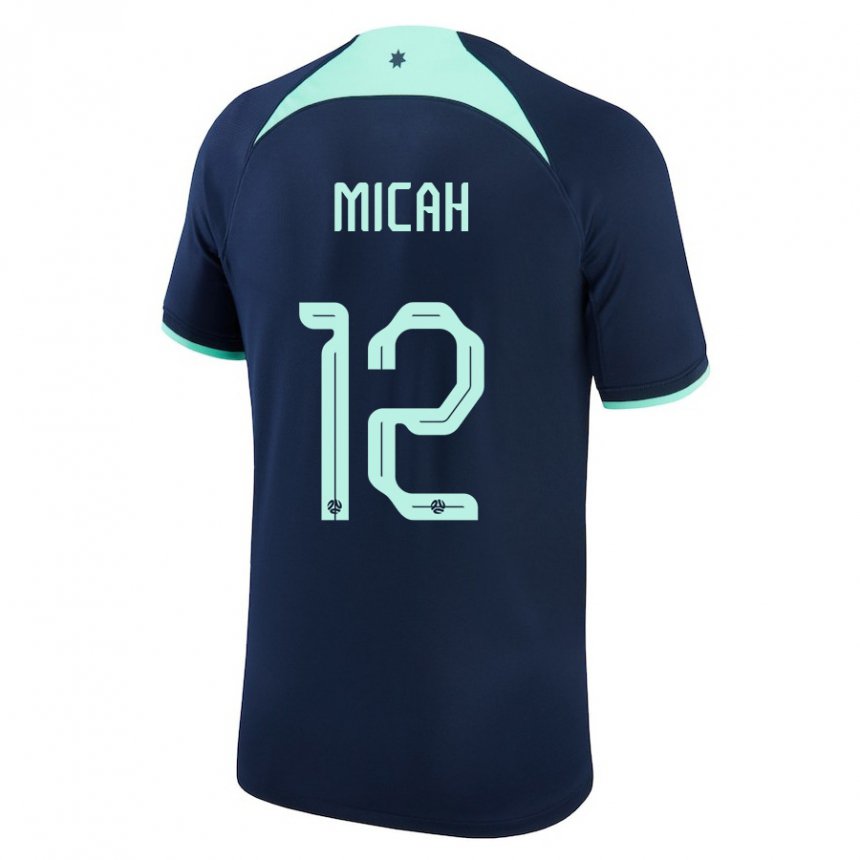 Uomo Maglia Australia Teagan Micah #12 Blu Scuro Kit Gara Away 22-24 Maglietta