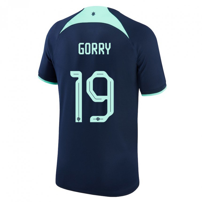 Uomo Maglia Australia Katrina Gorry #19 Blu Scuro Kit Gara Away 22-24 Maglietta