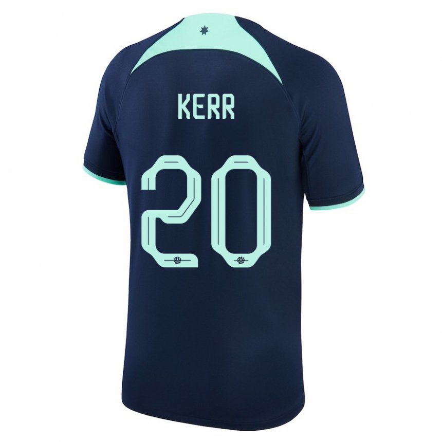 Uomo Maglia Australia Sam Kerr #20 Blu Scuro Kit Gara Away 22-24 Maglietta