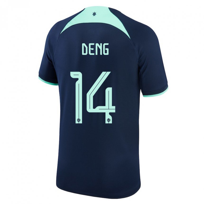 Uomo Maglia Australia Thomas Deng #14 Blu Scuro Kit Gara Away 22-24 Maglietta