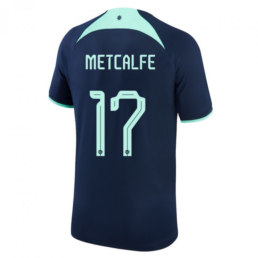 Uomo Maglia Australia Conor Metcalfe #17 Blu Scuro Kit Gara Away 22-24 Maglietta