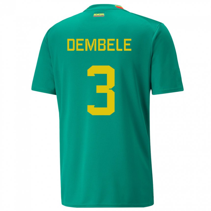 Uomo Maglia Senegal Anta Dembele #3 Verde Kit Gara Away 22-24 Maglietta